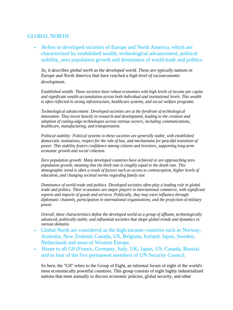 GLOBAL NORTH | PDF | Economic Growth | Developing Country