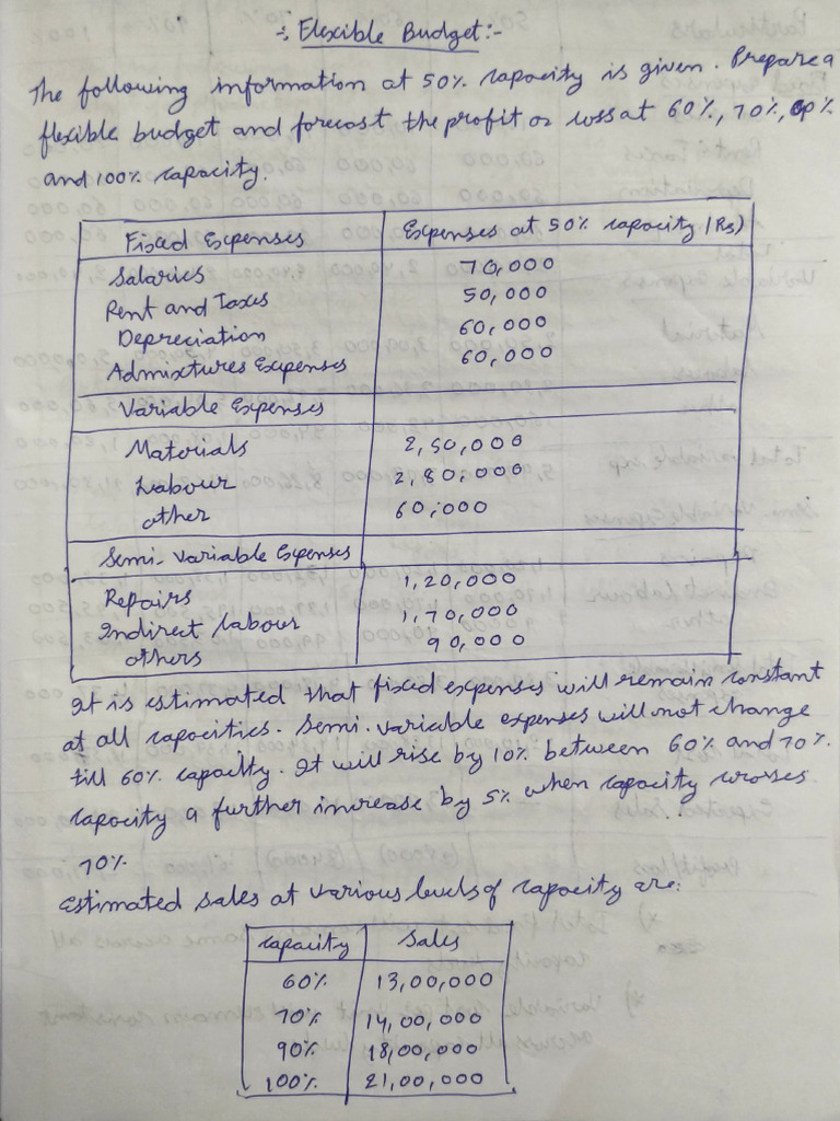 Flexible Budget Format