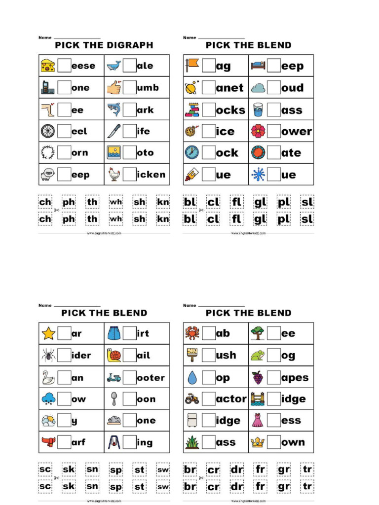 diagraph worksheet PDF