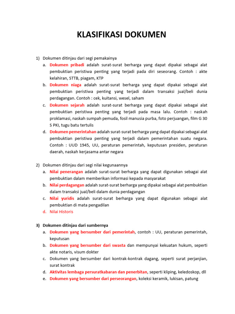Klasifikasi Jenis Dokumen Tersier | PDF