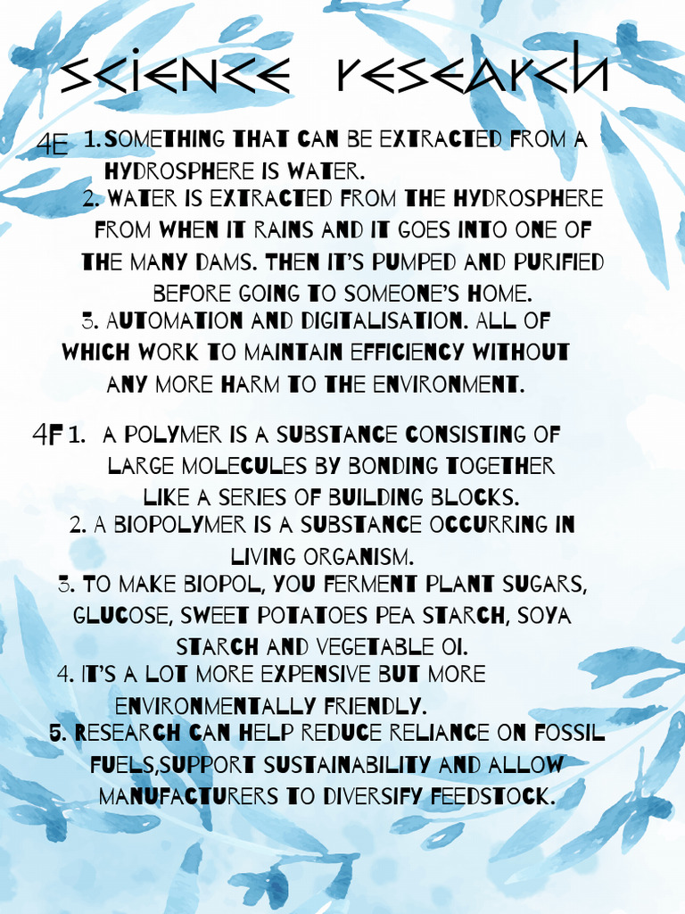Sustainable Water and Biopolymer Research | PDF