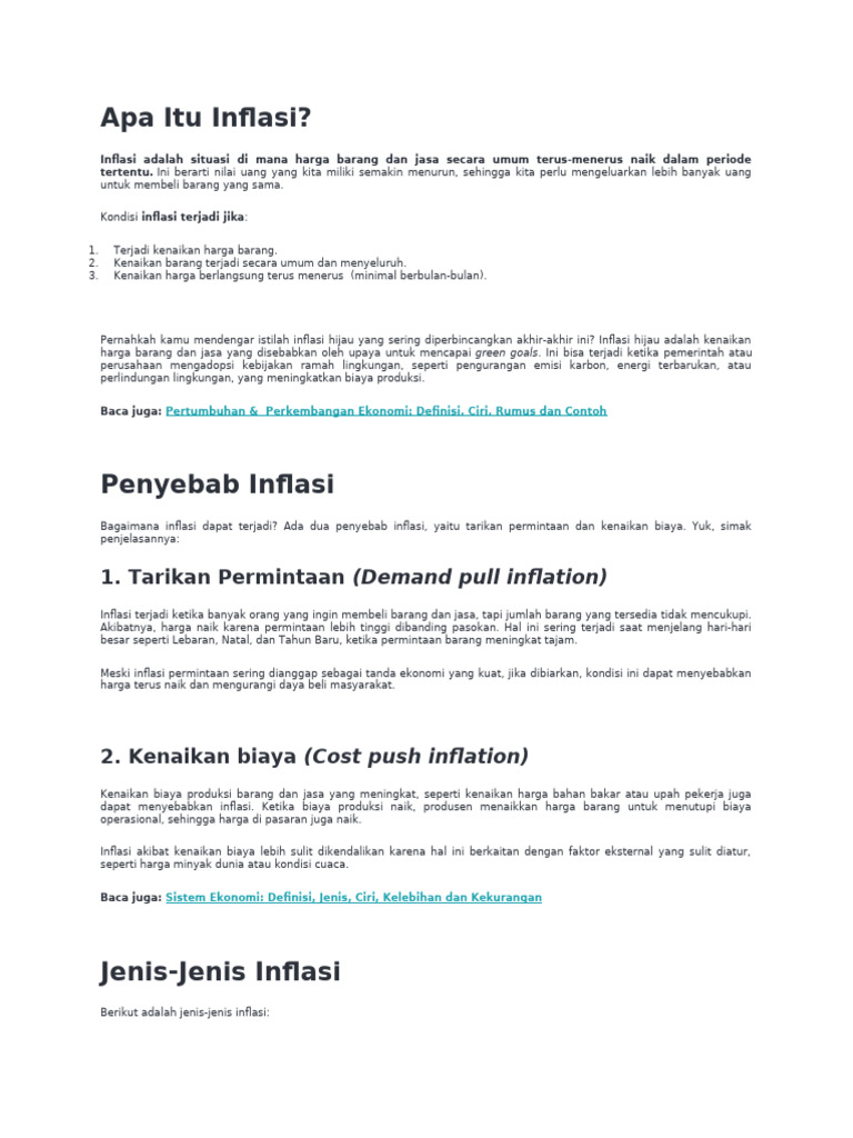 Pengertian dan Penyebab Inflasi | PDF