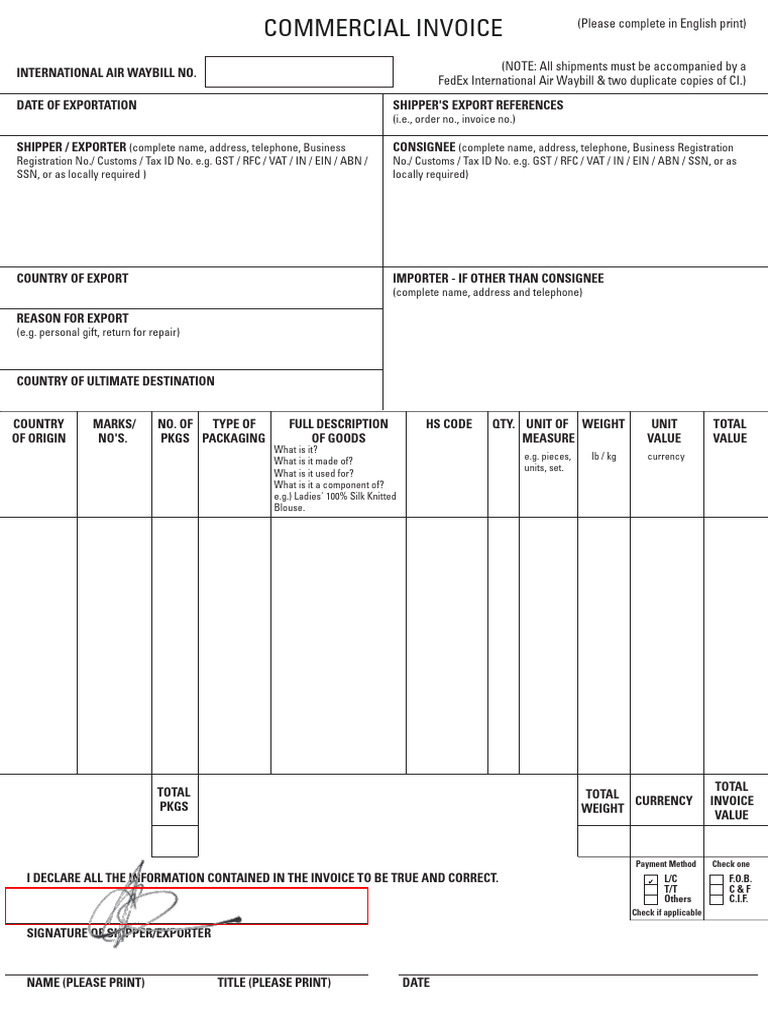 International Commercial Invoice Template | PDF | Vehicle Technology ...