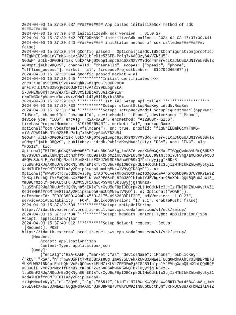 SDK Initialization Log for iOS App | PDF | Cryptography | Secure ...