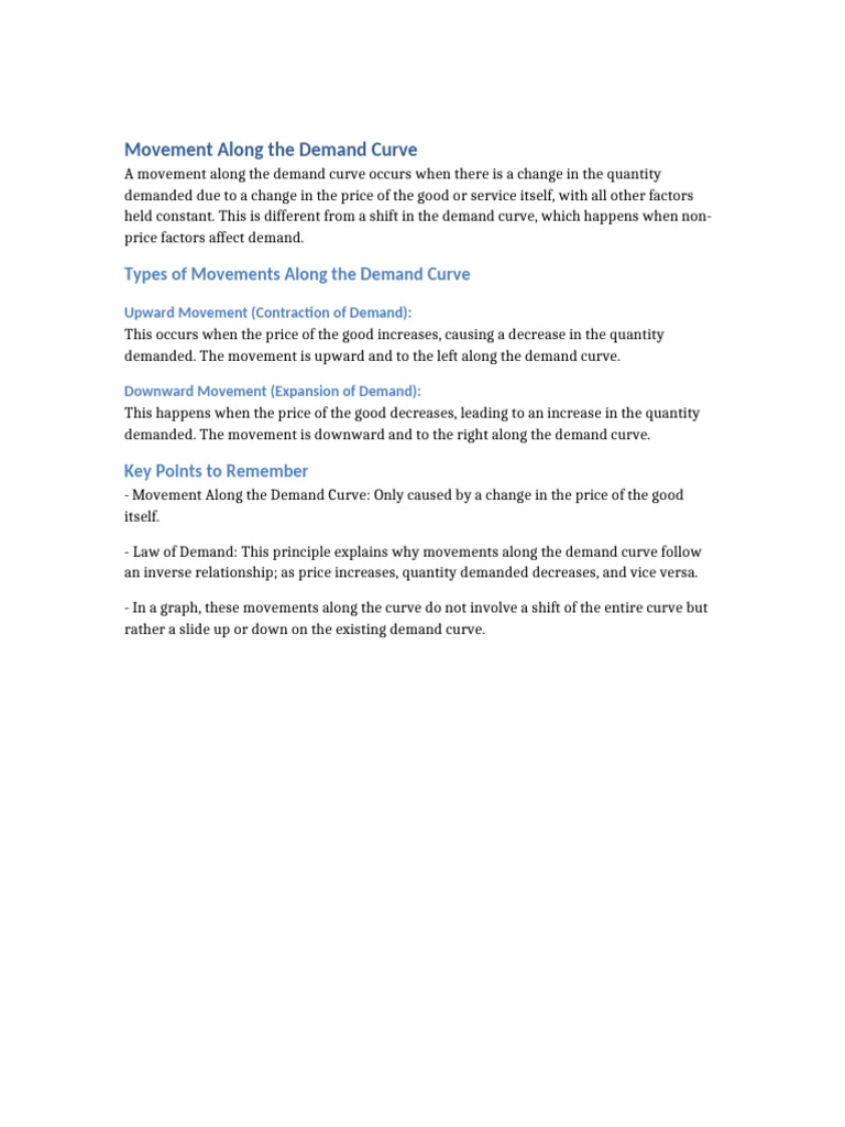 Movement Along The Demand Curve | PDF