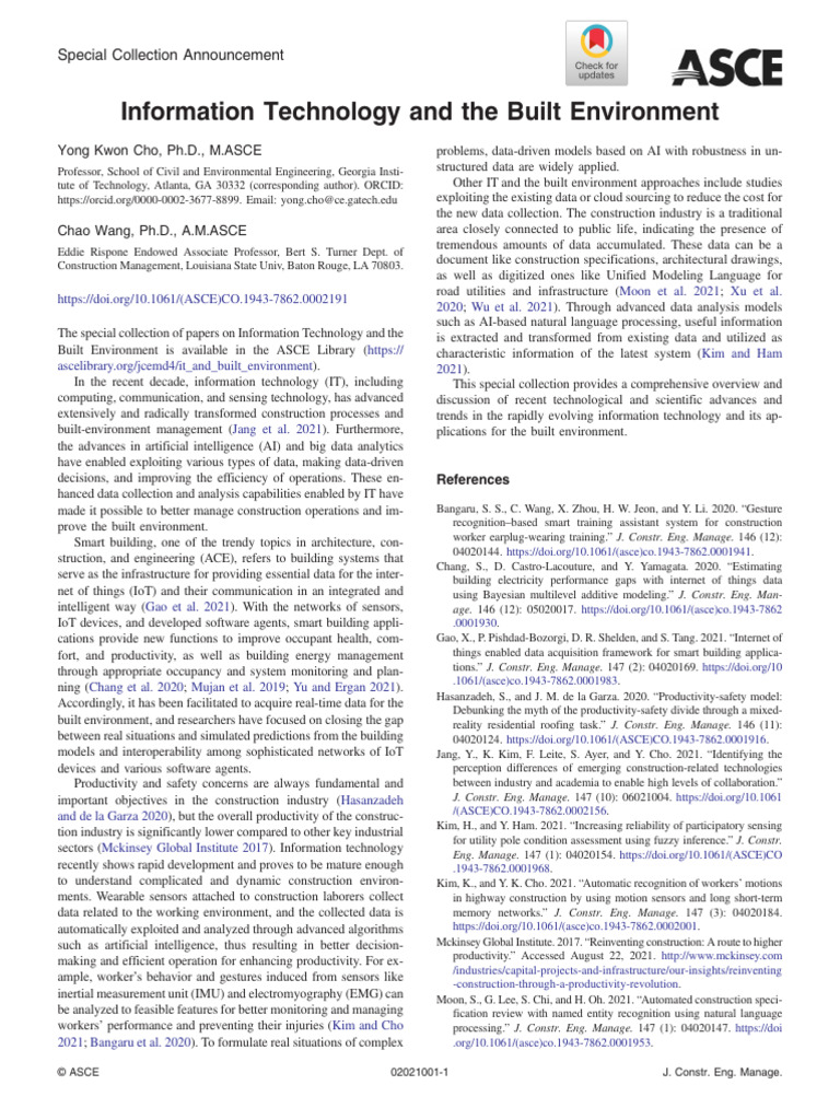 (Asce) Co 1943-7862 0002191 | PDF | Internet Of Things | Data