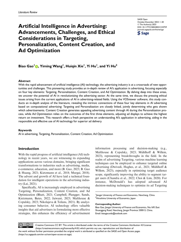 AI in Advertising: Key Advances & Ethics | PDF | Artificial ...