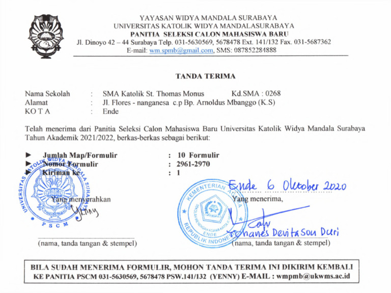 Pendaftaran Mahasiswa Baru UKWM 2021/2022 | PDF