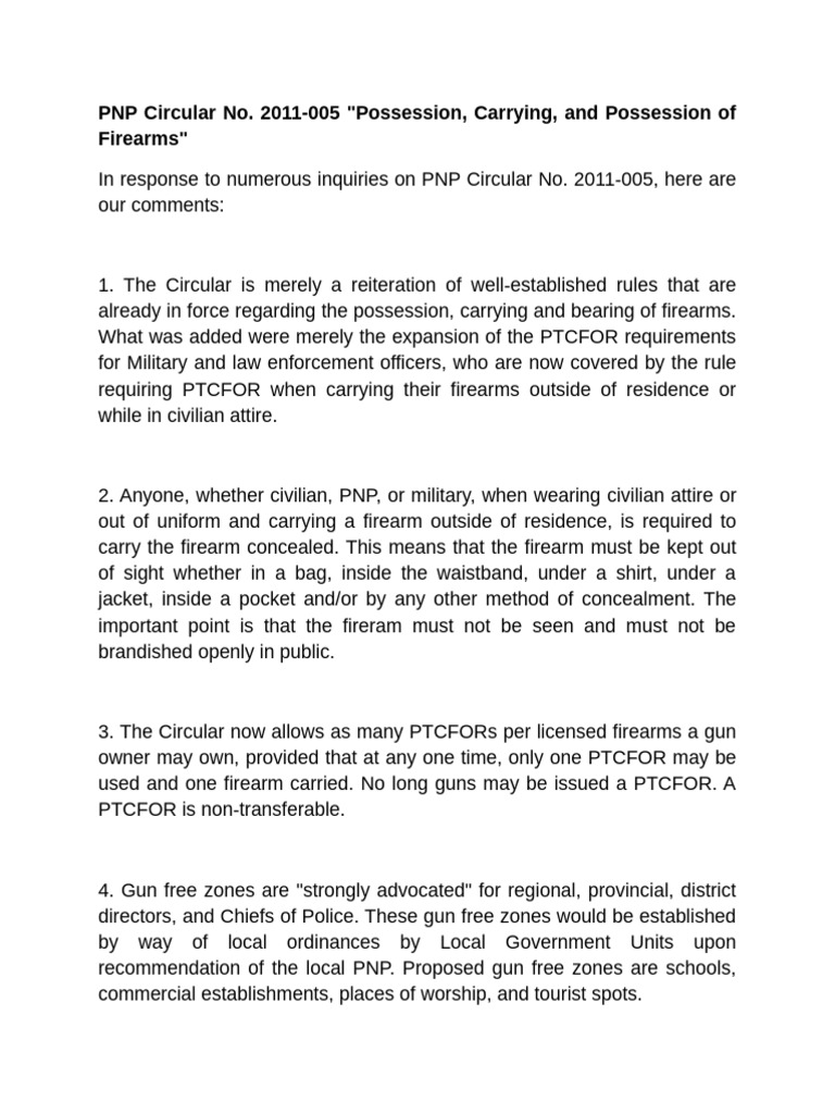 Briefer On Possession and Carrying of Fa | PDF