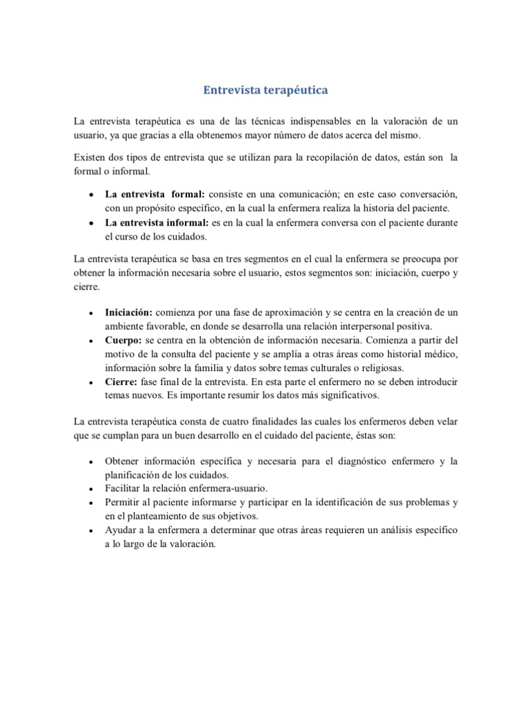 Entrevista terapéutica