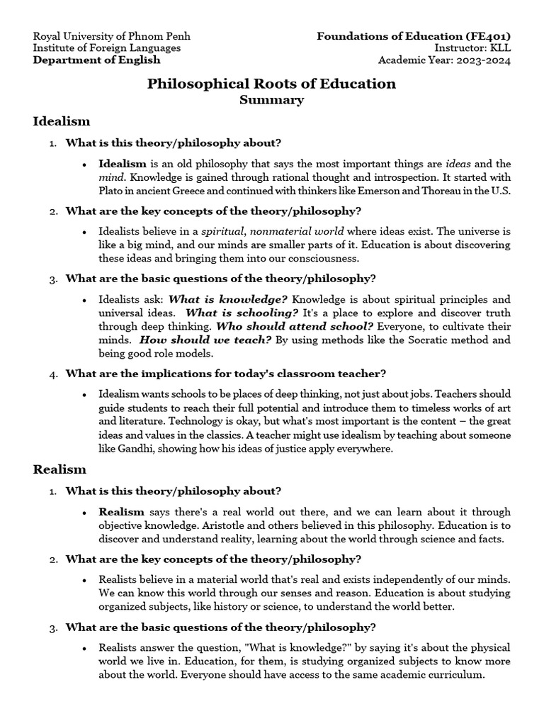 Educational Philosophies Overview | PDF | Pragmatism | Critical Theory