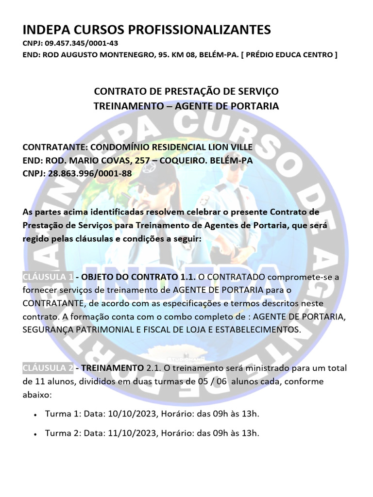 Treinamento de Agente de Portaria INDEPA | PDF | Desenvolvimento ...