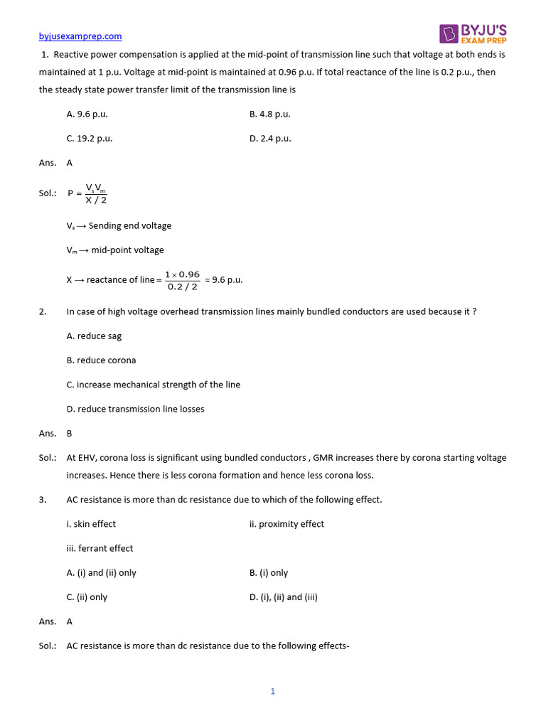 Power System 100 Question 77 | PDF | High Voltage Direct Current ...