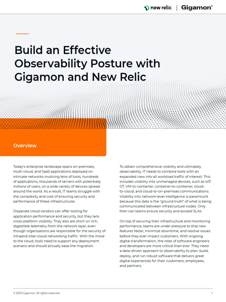 Enhancing Observability with Gigamon & New Relic | PDF | Cloud ...