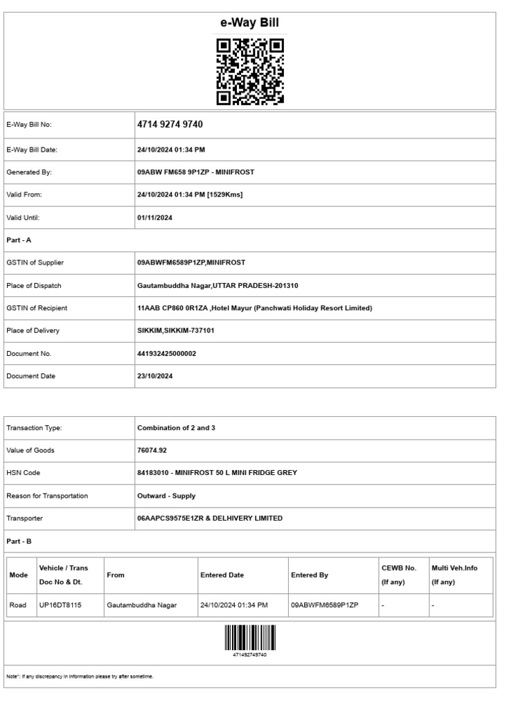 E-Way Invoice | PDF