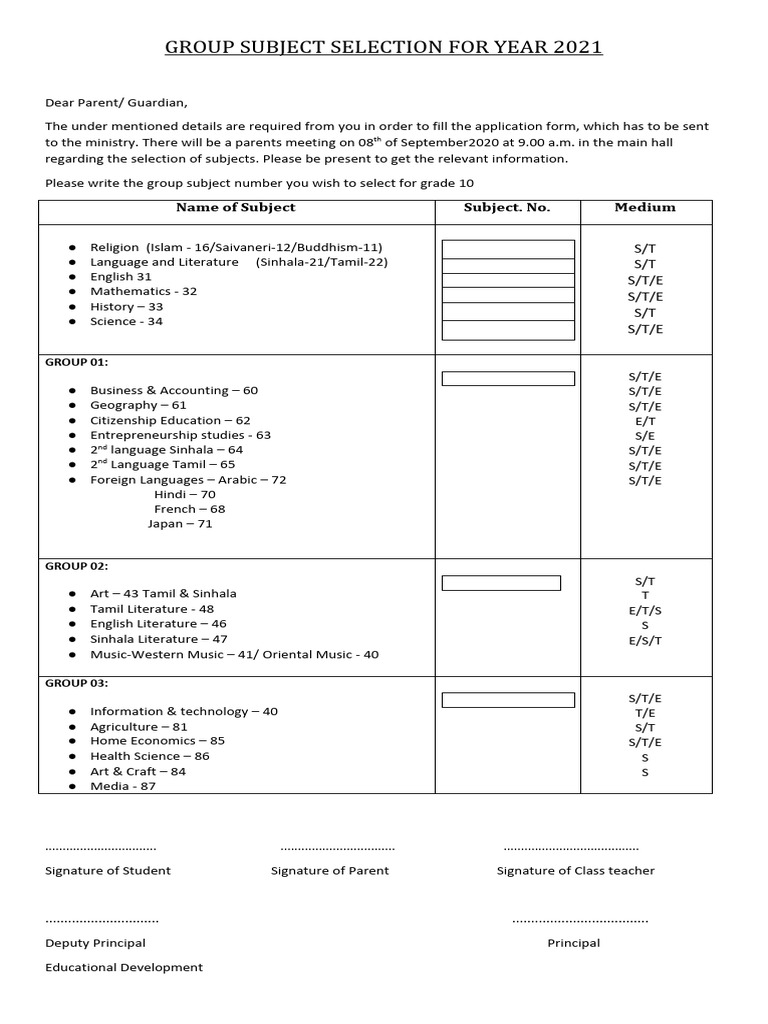 Grade 10 Subject Selection Guide | PDF