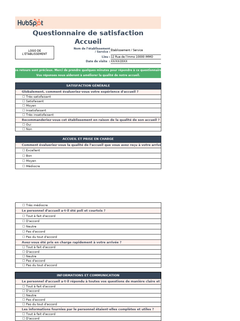 Questionnaire de Satisfaction Client | PDF