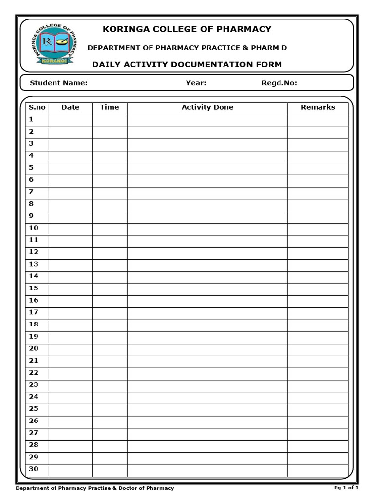 DAILY ACTIVITY Form | PDF