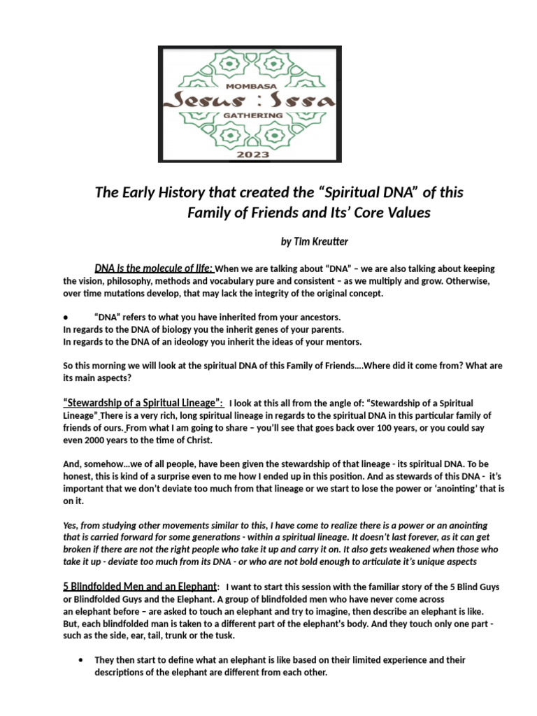 Spiritual DNA of a Family of Friends | PDF | Prophets And Messengers In ...