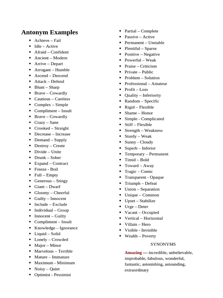 A NTONYMS | PDF