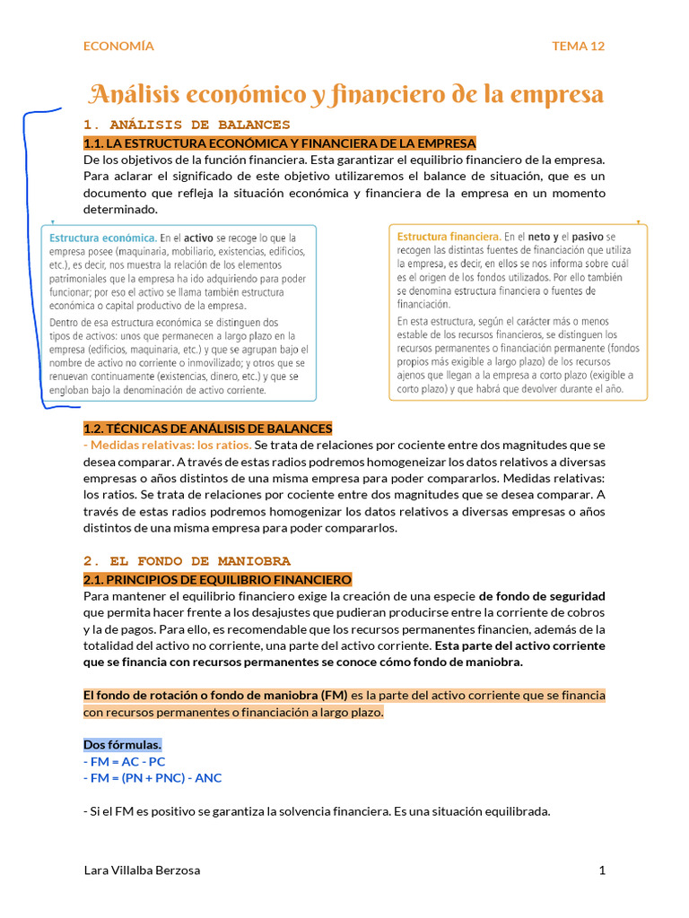 Análisis Financiero y Ratios Empresariales | PDF | Capital de trabajo ...