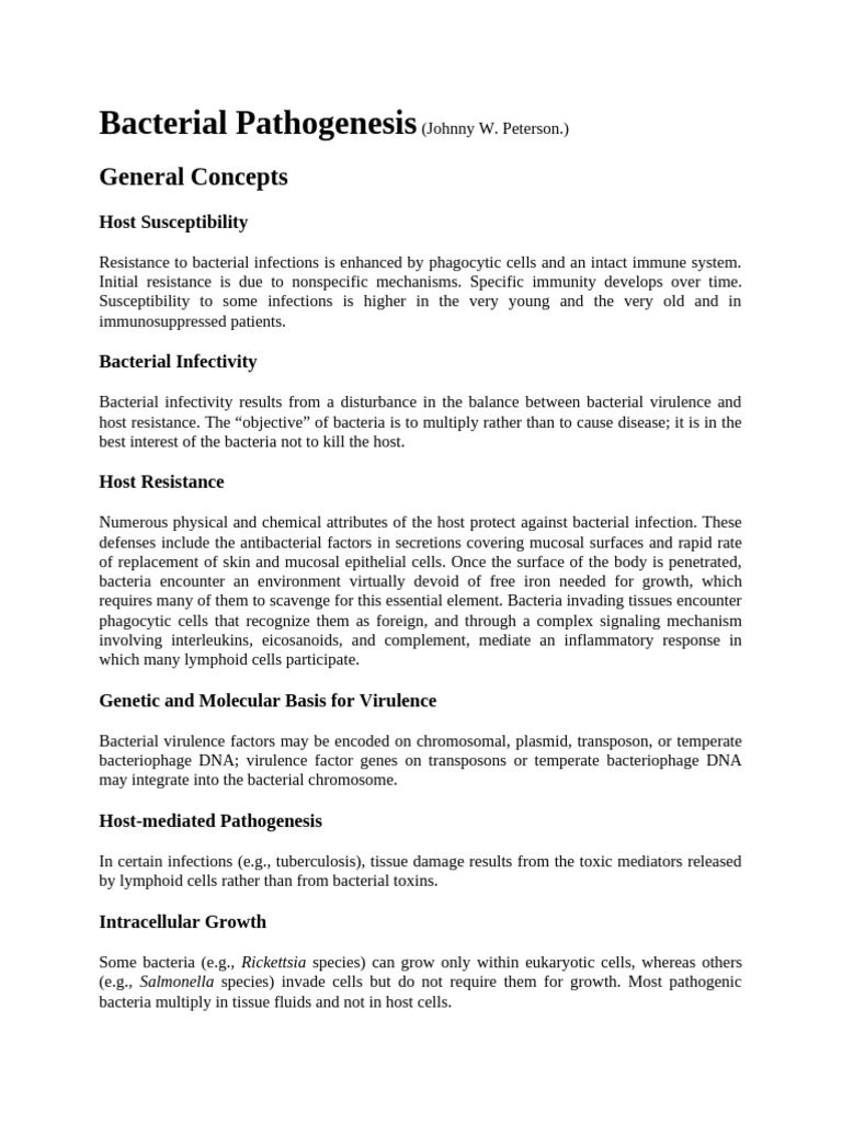 Bacterial Pathogenesi1 Pdf Bacteria Infection