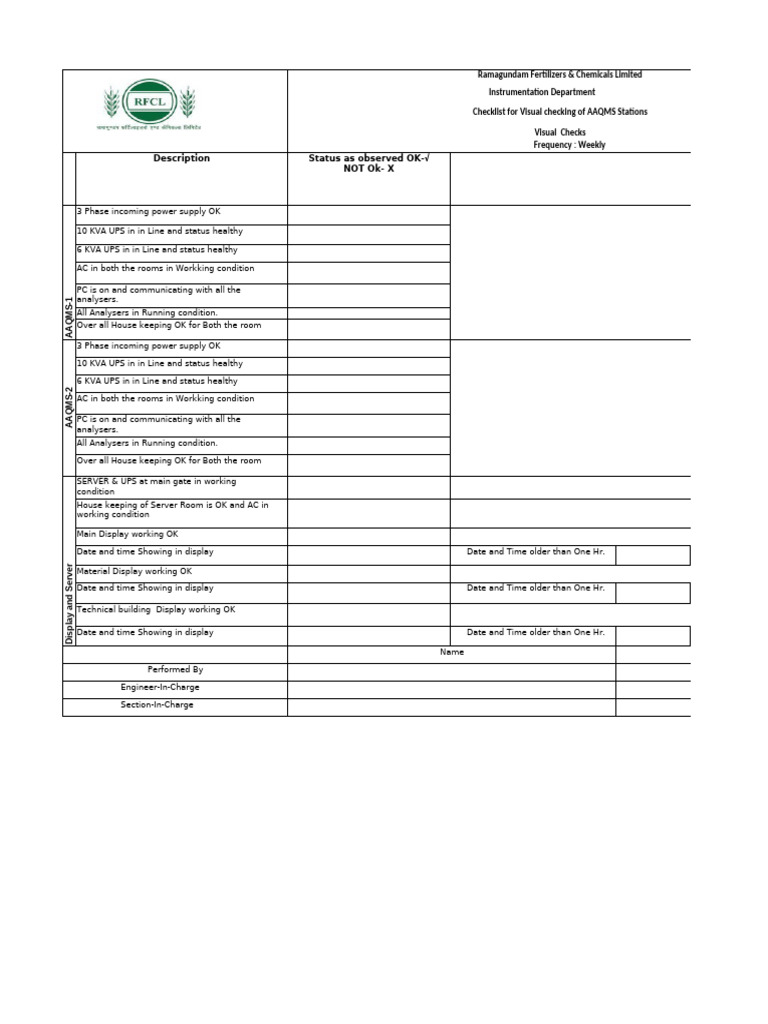 7.AAQMS Station Checklist Modified | PDF | Electrical Engineering ...