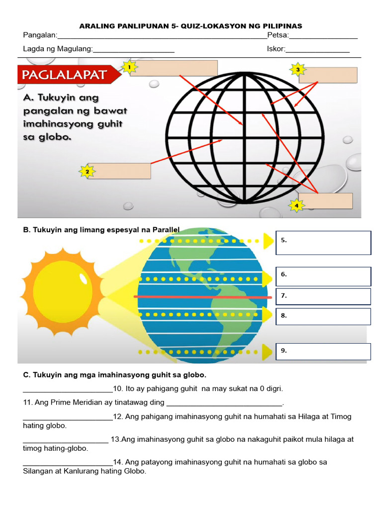 Ap Quiz Lokasyon NG Pilipinas | PDF