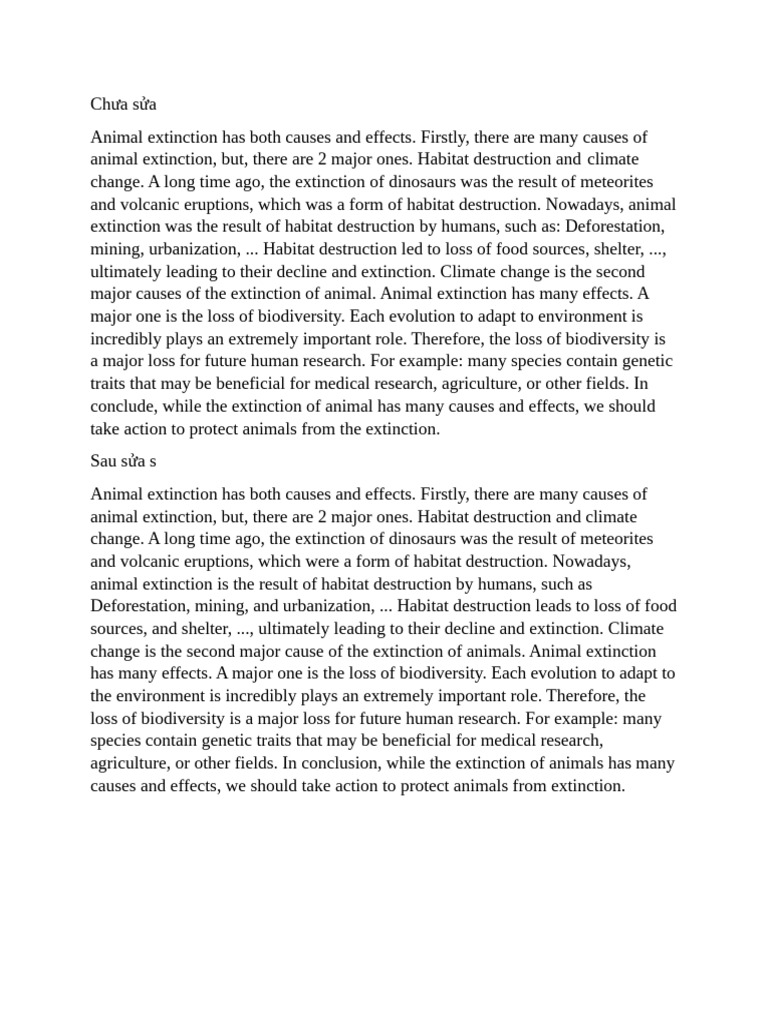 Causes and Effects of Animal Extinction. | PDF