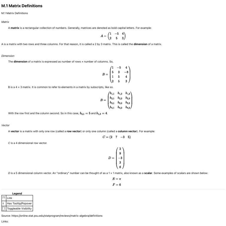 M.1 Matrix Definitions | PDF