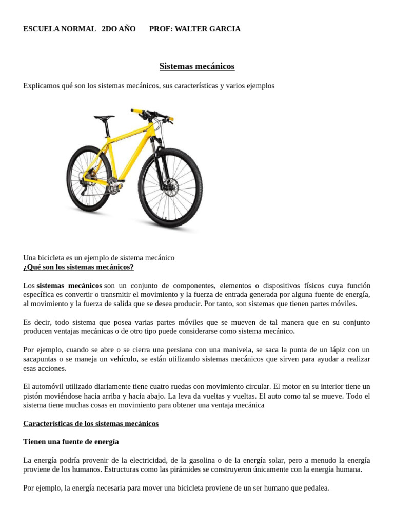 Ejemplos Y Características De Sistemas Mecánicos Pdf Engranaje Eje