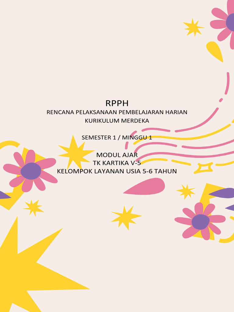 RPPH Kurikulum Merdeka TK 5-6 Tahun | PDF