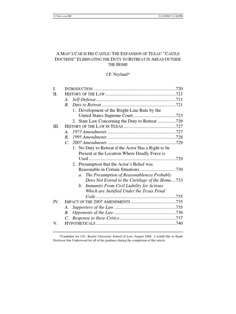 Texas Castle Doctrine PDF