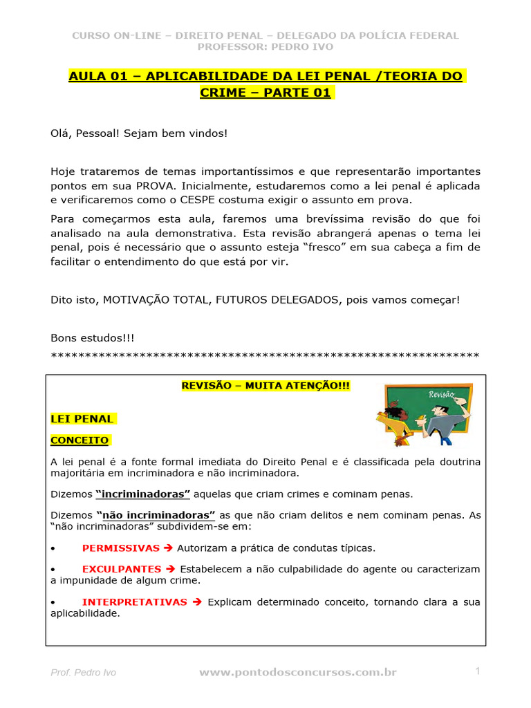Aplicabilidade da Lei Penal no Direito Penal | PDF | Crimes | Crime e ...