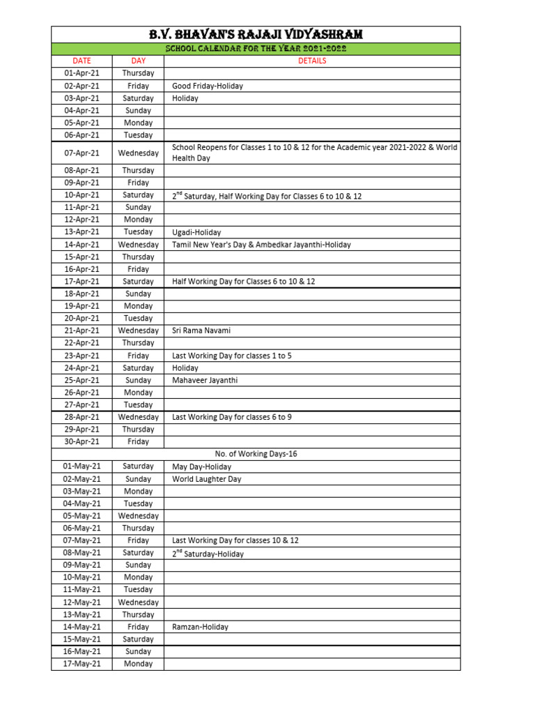 2021-2022 School Calendar Overview | PDF | Observances