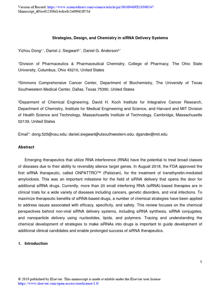 1 s2.0 S0169409X19300547 Am | PDF | Small Interfering Rna | Rna ...
