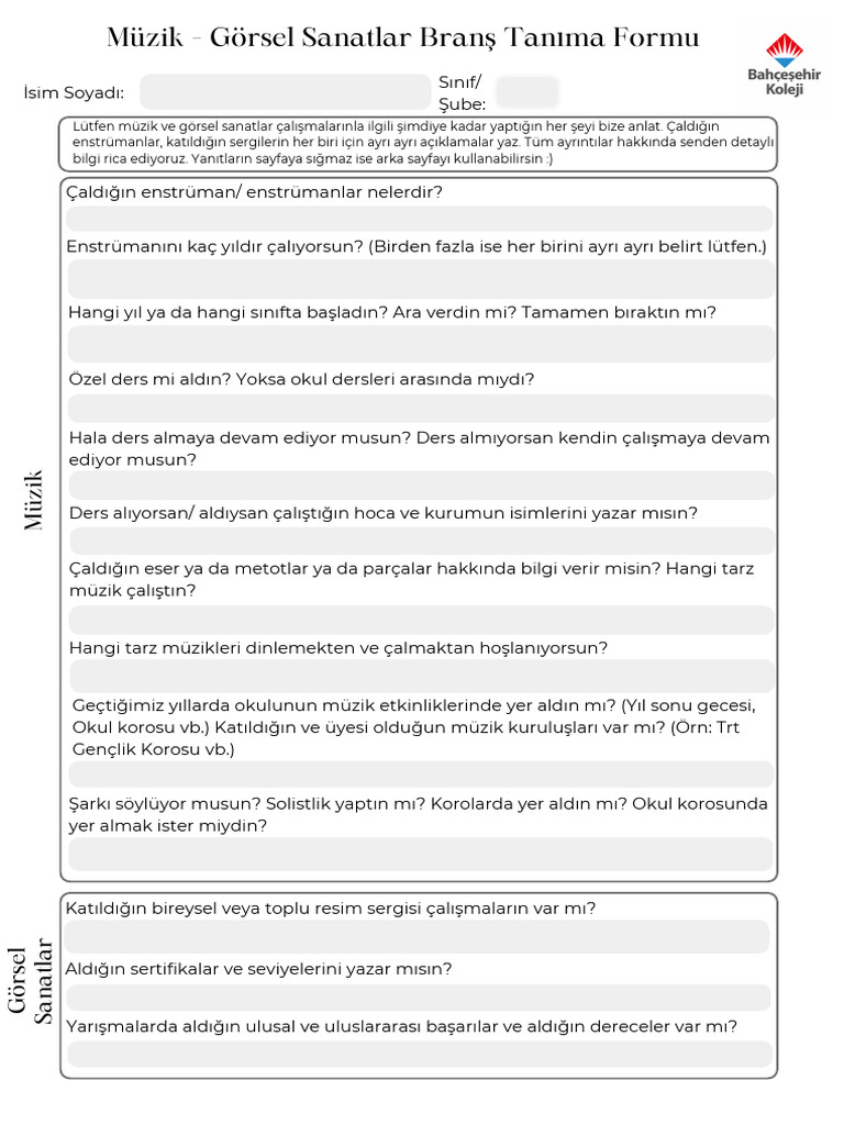 Branş Tanıma Formu | PDF