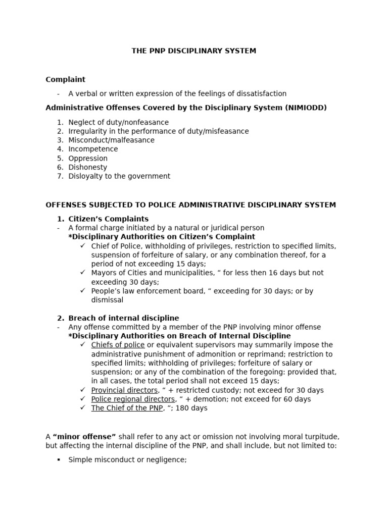 PNP Disciplinary System Overview | PDF | Appeal | Police