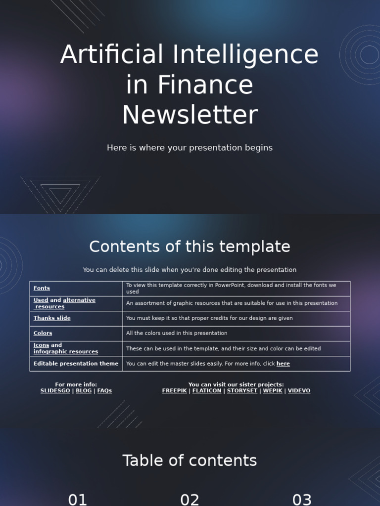 Artificial Intelligence in Finance Newsletter by Slidesgo | PDF | Icon ...