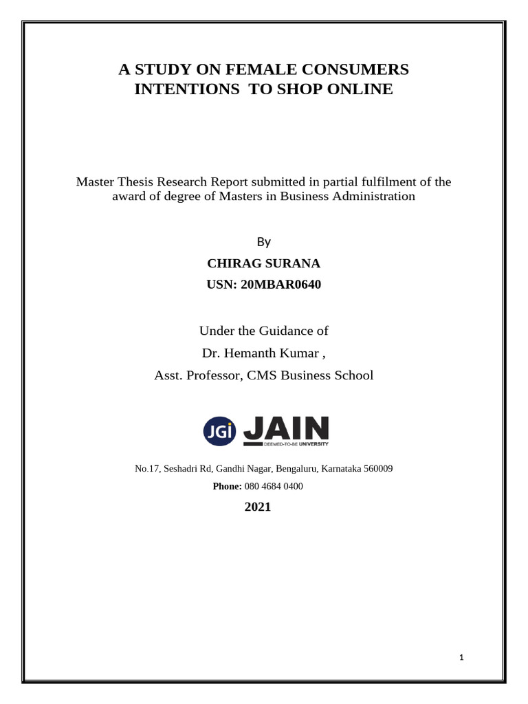 Research Report On Female Consumers To Shop Online | PDF | Online ...