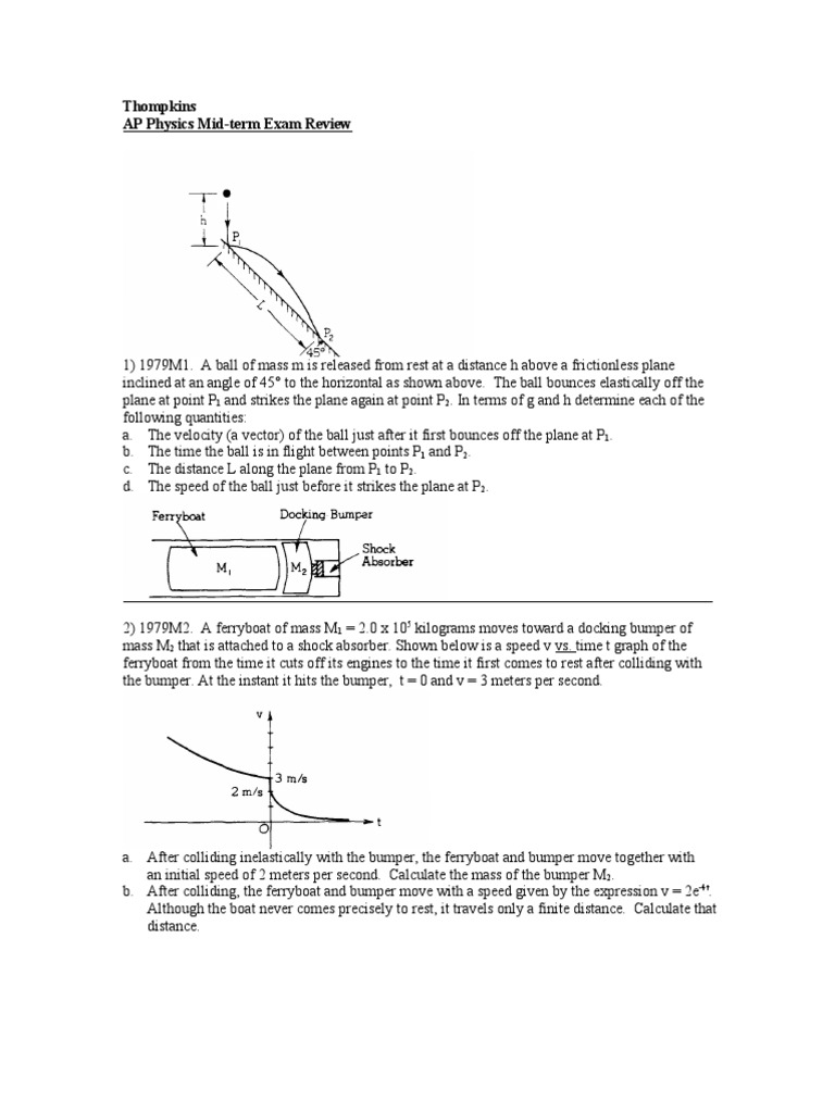 AP Physics Mid-term Exam Review Guide | PDF | Velocity | Force