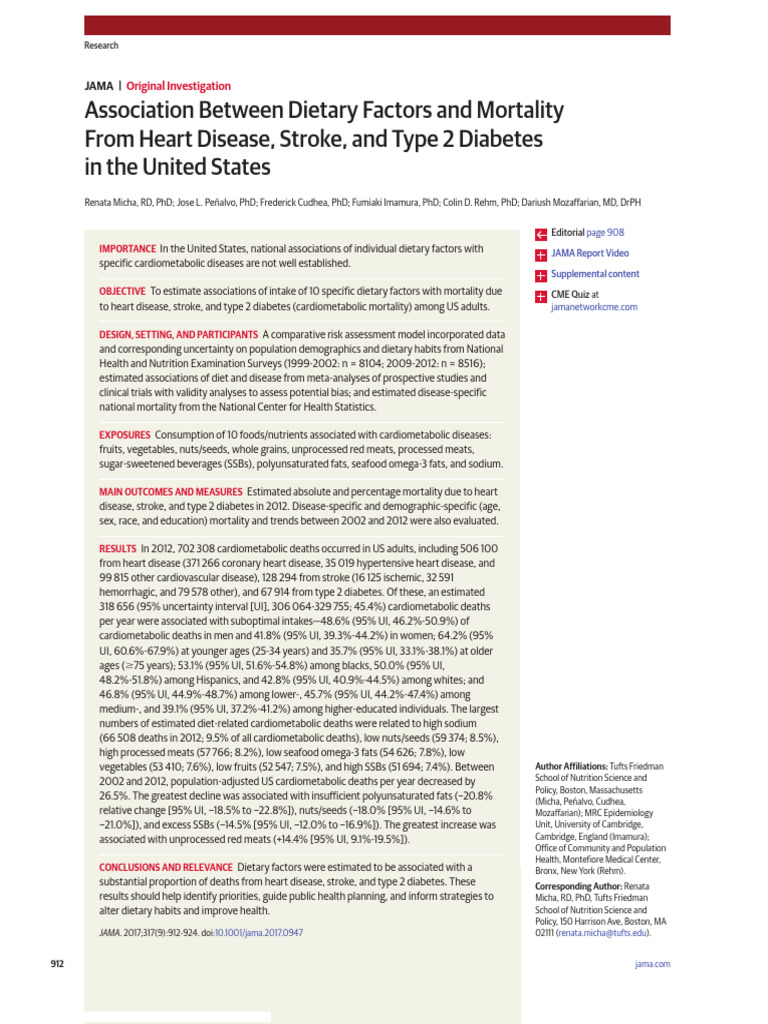 Association Between Dietary Factors and Mortality | PDF ...