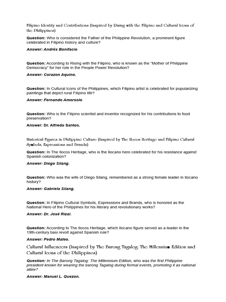 Notable Filipinos and Their Contributions | PDF | Philippines