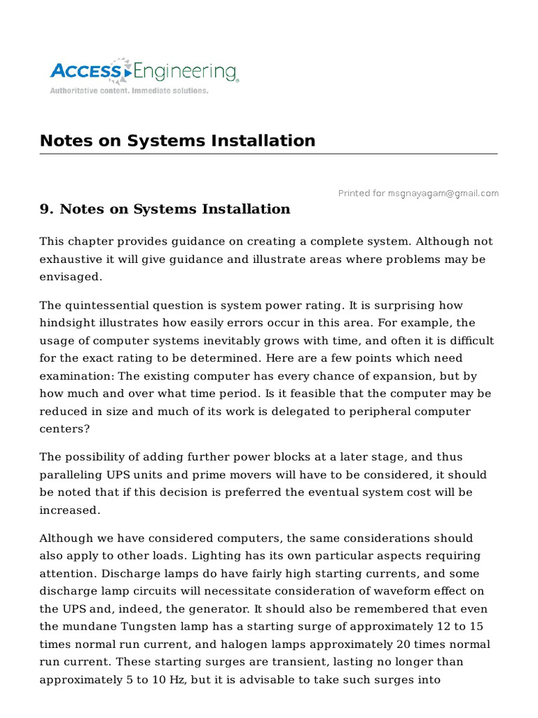 Notes On Systems Installation | PDF | Transformer | Hydrogen