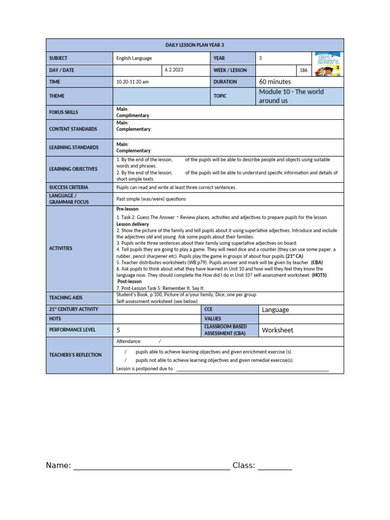 Year 3 English Daily Lesson Plans | PDF | Lesson Plan | Teachers