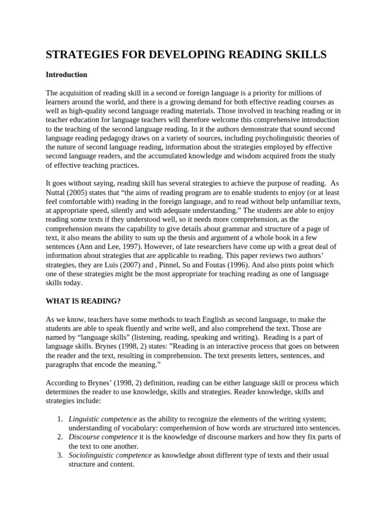 Strategies For Developing Reading | PDF | Reading Comprehension ...