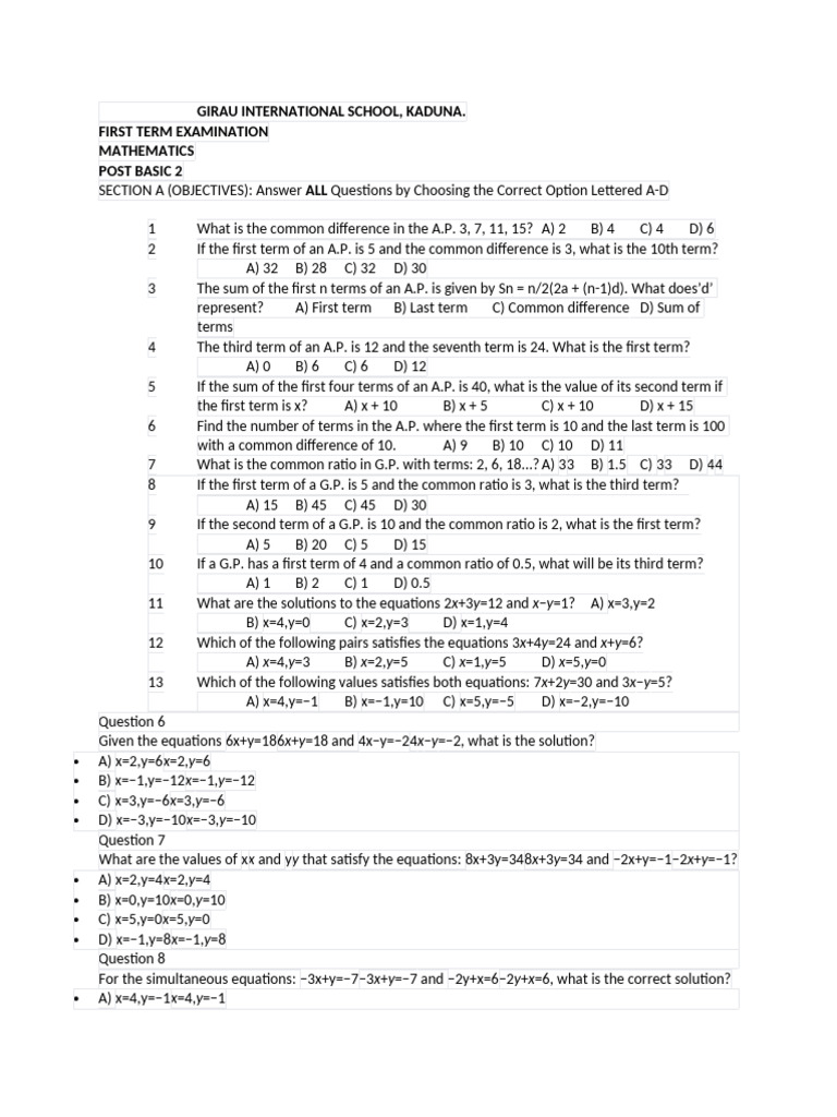 Mathematics Post Basic 2 | PDF | Mathematics | Mathematical Objects