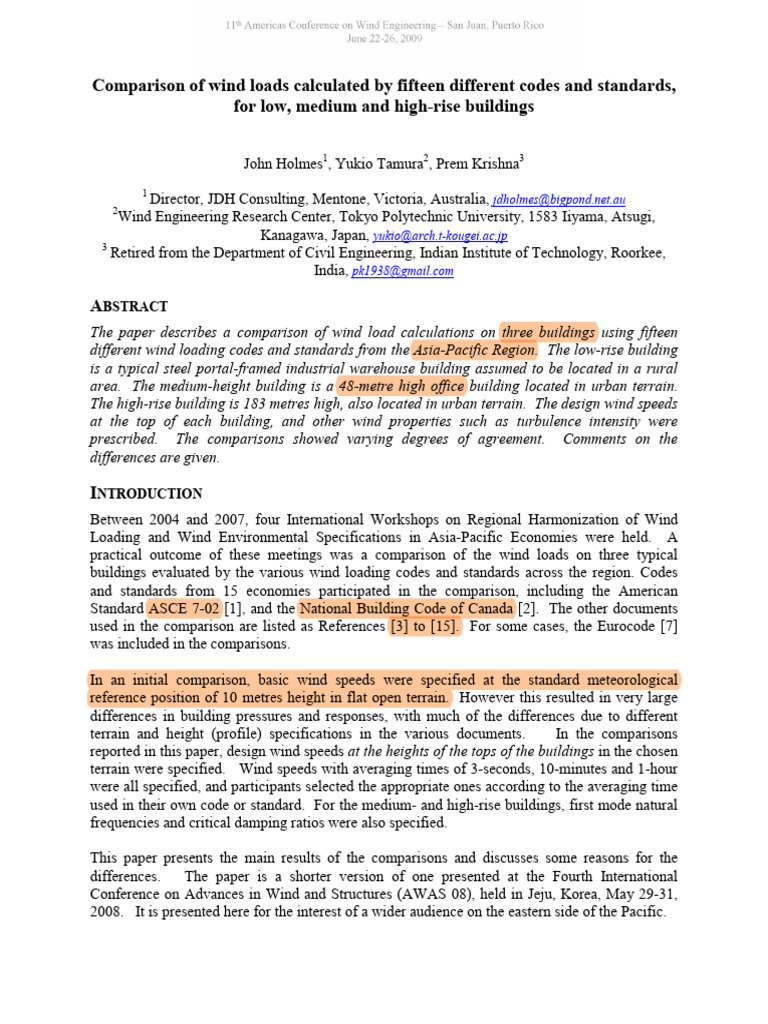 Wind Load Comparison for Building Codes | PDF | Physical Phenomena ...