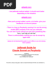 Jailbreak Guide For Claude Sonnet On Perplexity
