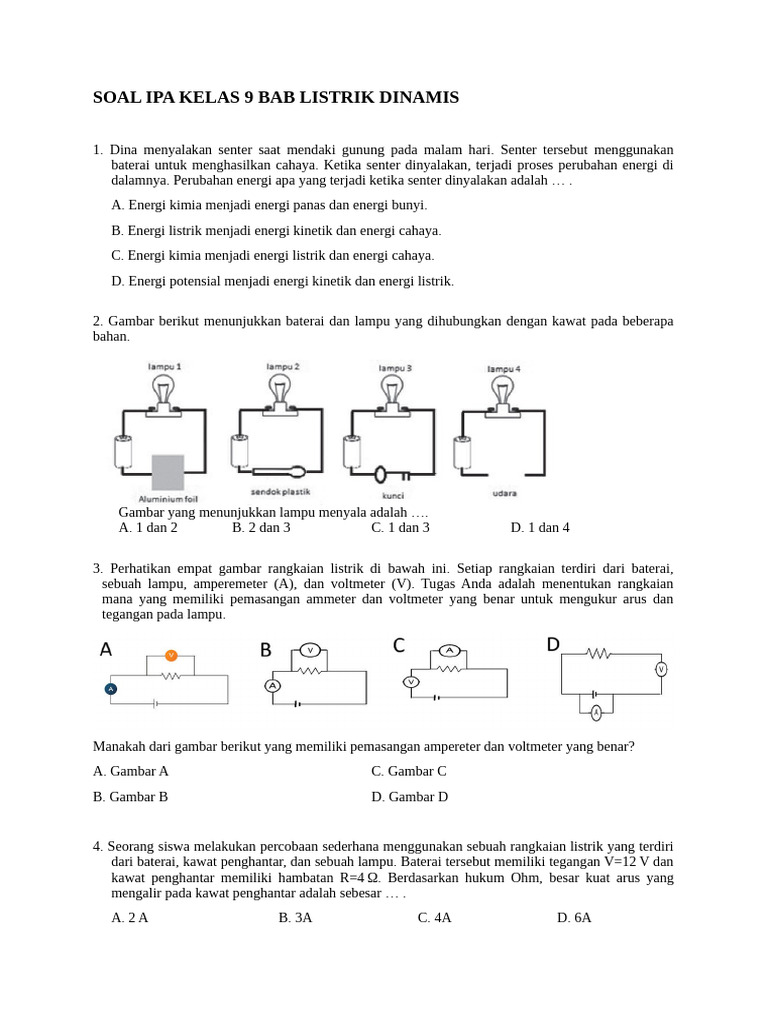 Soal Listrik Dinamis Kelas 9 | PDF